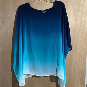 Lane Bryant Blue Asymmetrical 3/4 Sleeve Blouse